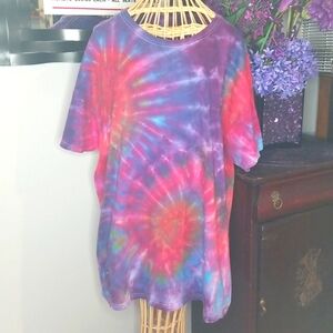 Hand Crafted Handmade Upcycled 2XL Short Sleeve 100% Cotton Tie Dye T-shirt